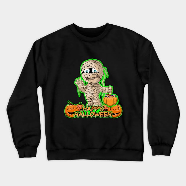 Mummy Scary and Spooky Happy Halloween Funny Graphic Crewneck Sweatshirt by SassySoClassy